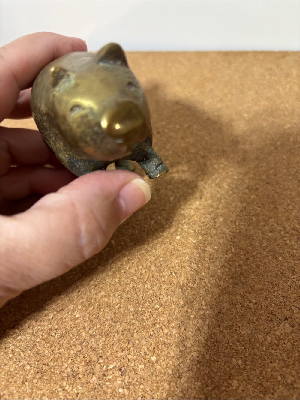 Vintage Brass Pig Figurine Home Accent - Gold Tone 4x2.5” - Picture 2 of 5